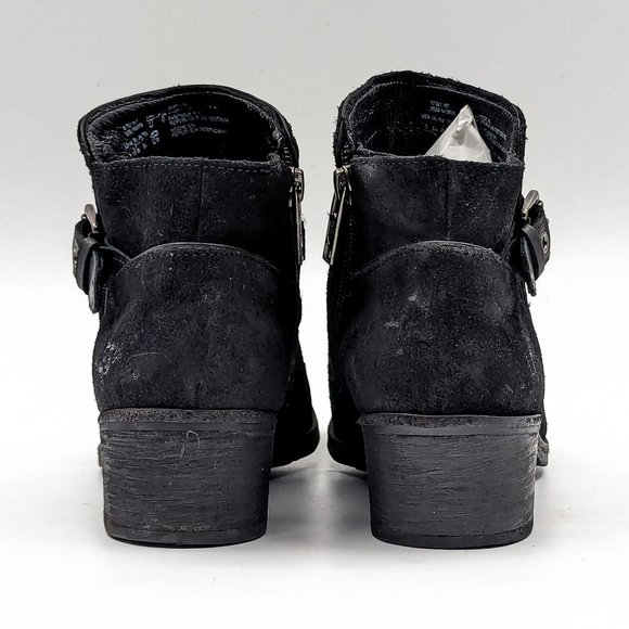 UGG Women Bellame Black Distressed Suede Zip Buckle Ankle Boots size 7 - Picture 9 of 12